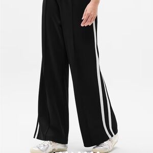 Athleta Black Wide-Leg Pants with White Accents